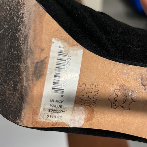 Saks Fifth Avenue Suede Alexandra  Peep Toe booties size 7 - Picture 9 of 10